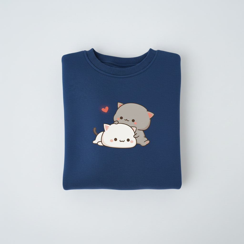 Kawaii Çift Kedi Sweatshirt