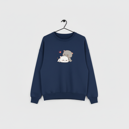 Kawaii Çift Kedi Sweatshirt
