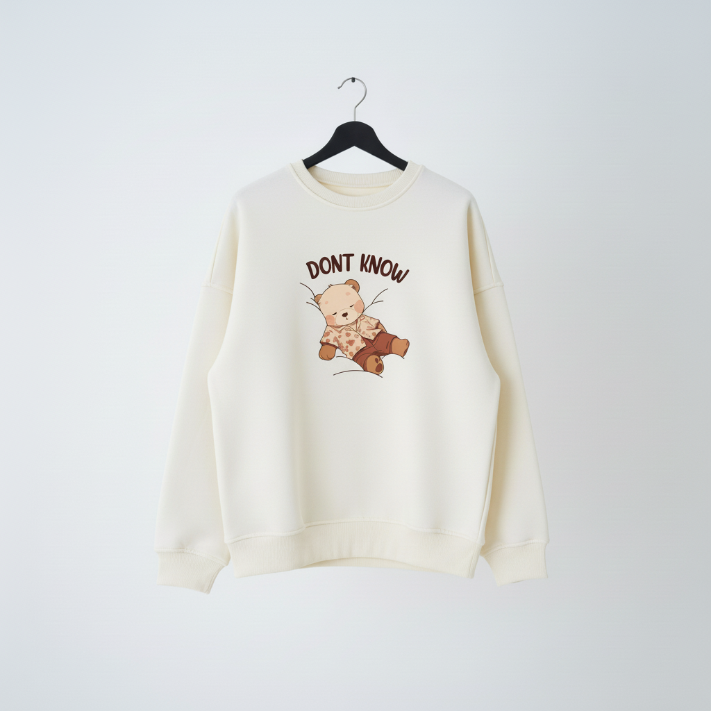 Don’t Know Bear Krem Sweatshirt