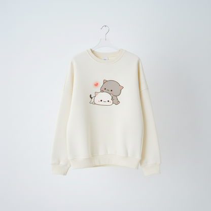 Kawaii Çift Kedi Sweatshirt