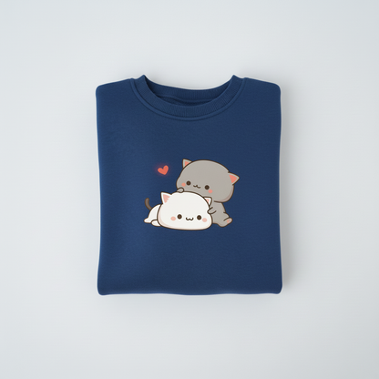 Kawaii Çift Kedi Sweatshirt