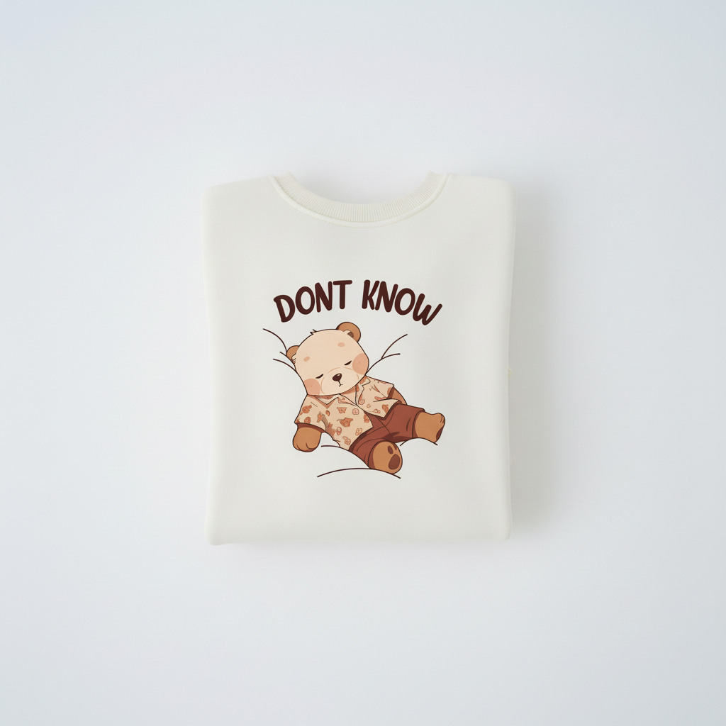 Don’t Know Bear Krem Sweatshirt