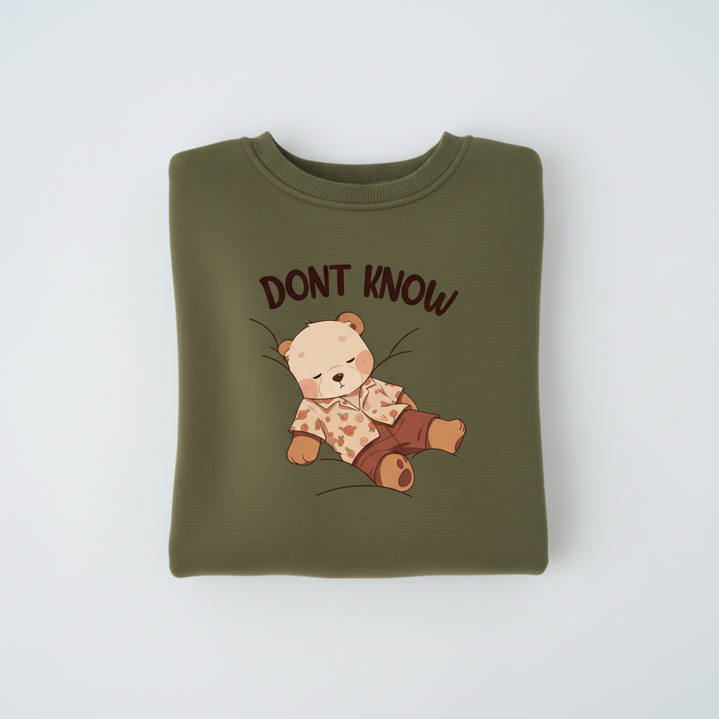 Don’t Know Bear Krem Sweatshirt