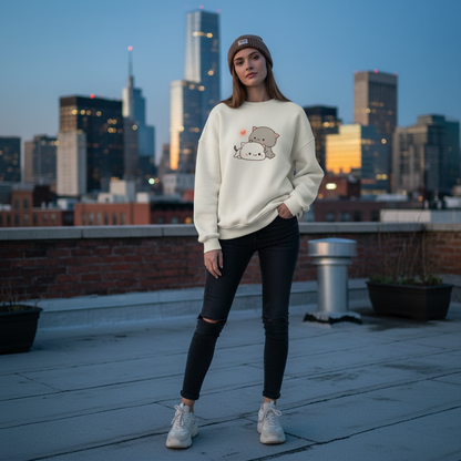 Kawaii Çift Kedi Sweatshirt