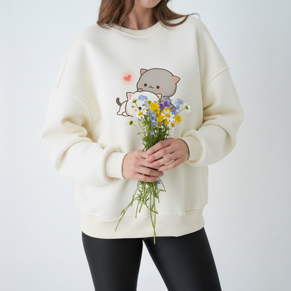 Kawaii Çift Kedi Sweatshirt