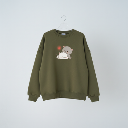 Kawaii Çift Kedi Sweatshirt