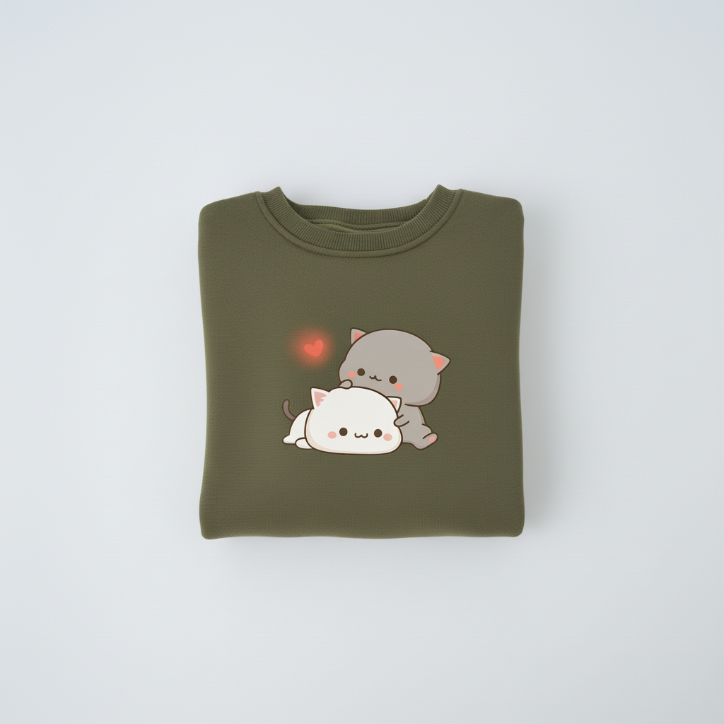 Kawaii Çift Kedi Sweatshirt